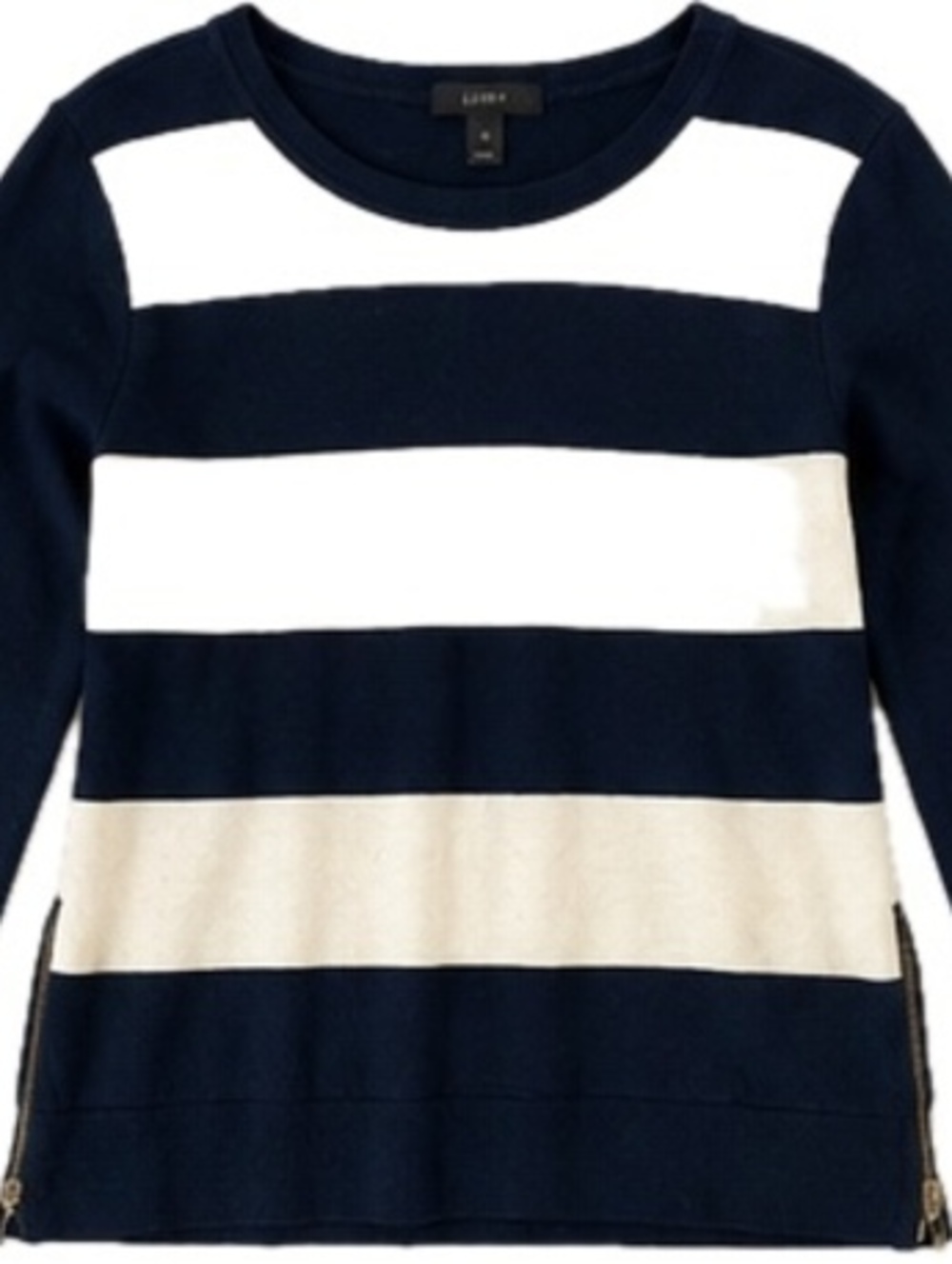 J.Crew Navy and White Striped Sweater Medium Casual Cotton